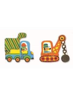 DJECO Puzzle tekturowe dwuelementowe POJAZDY 2