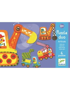 DJECO Puzzle tekturowe dwuelementowe POJAZDY