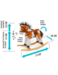 Brązowo-biały koń na biegunach pluszowy dla dzieci Milly Mally Łatek 2