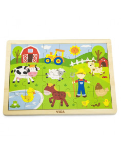 VIGA Drewniane Puzzle Farma 24 Elementy