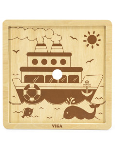 VIGA Poręczne Drewniane Puzzle Statek 9 elementów 2
