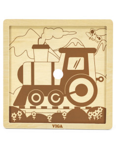VIGA Poręczne Drewniane Puzzle Pociąg 9 elementów 2