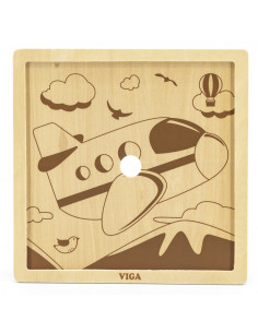 VIGA Poręczne Drewniane Puzzle Samolot 9 elementów 2