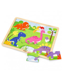 VIGA Drewniane Puzzle Dinozaury 16 elementów 2