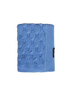 LULLALOVE Kocyk ażurowy boho - szafir
