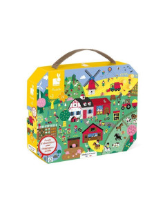 JANOD Puzzle obserwacyjne w walizce Farma 24 eleme