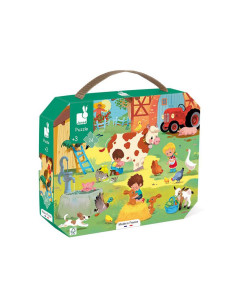 JANOD Puzzle w walizce Dzień na farmie 24 elementy
