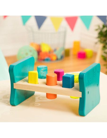 Drewniany Sorter z Młotkiem Wbijanka Colorful Pound & Play, B.Toys
