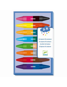 DJECO Kredki woskowe dwustronne 8szt16 kol