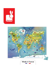 JANOD Puzzle w walizce Mapa świata 100 elementów 6 2