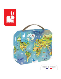JANOD Puzzle w walizce Mapa świata 100 elementów 6