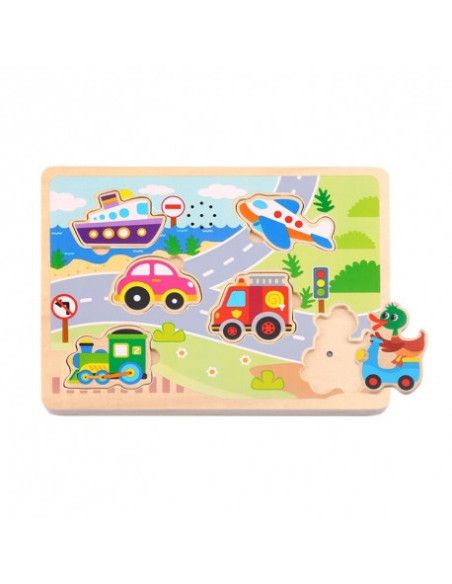 Drewniane Puzzle Dźwiękowe Pojazdy Tooky Toy