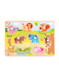 TOOKY TOY Drewniane Puzzle Zwierzęta z Pinezkami D