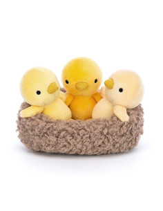Przytulanki Trzy Pluszowe Kurczaczki w Gniazdku Jellycat