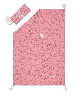 Kocyk Otulacz Muślinowy Old Rose w Kropki