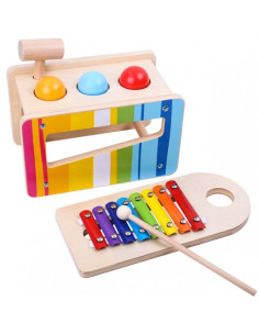 TOOKY TOY Drewniana Przebijanka z Cymbałkami 2w1