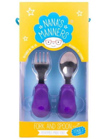 Zestaw Widelec i Łyżka 1-3 lat Etap 2 Purple Nanas Manners