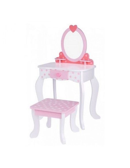 Drewniana Toaletka Różowa z Krzesełkiem Tooky Toy