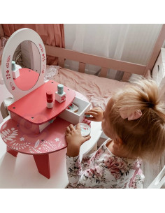 Drewniana Toaletka z Lustrem Różowa Tooky Toy 2