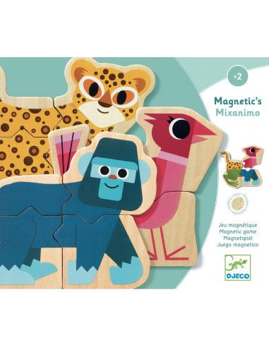 Drewniane Puzzle Magnetyczne DZIKIE ZWIERZĘTA Djeco