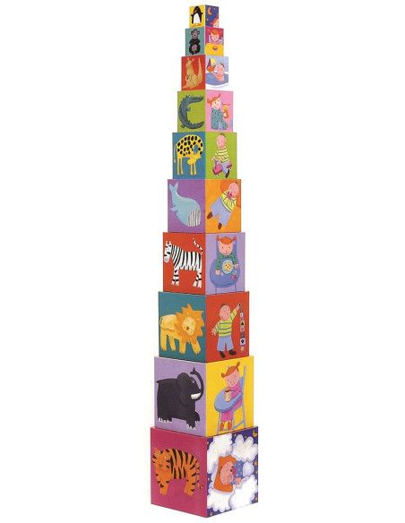 Wieża Układanka z Kartonowych Kostek Djeco