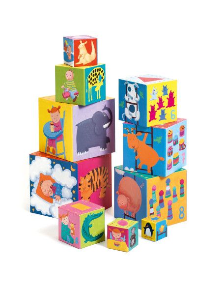 Układanka Wieża z Kostek WESOŁE ZWIERZĘTA Djeco