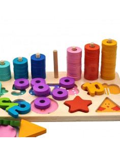 Drewniana Układanka Nauka Liczenia Kształtów Kolorów Montessori Tooky Toy 2