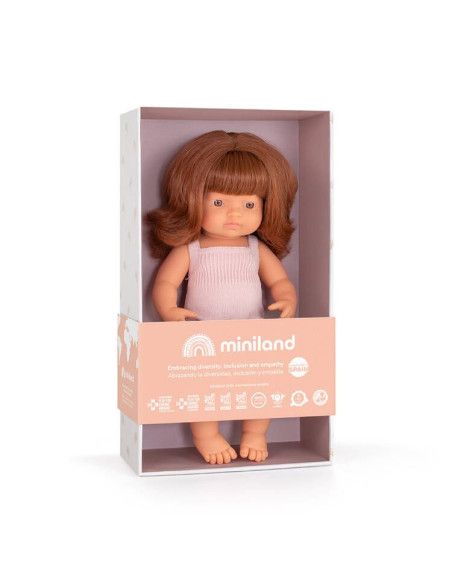 Lalka Dziewczynka Europejka Colourful Edition Rude Włosy 38cm Miniland