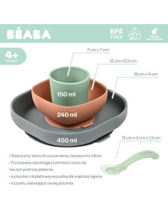 Komplet Naczyń z Silikonu z Przyssawką Mineral Beaba 2