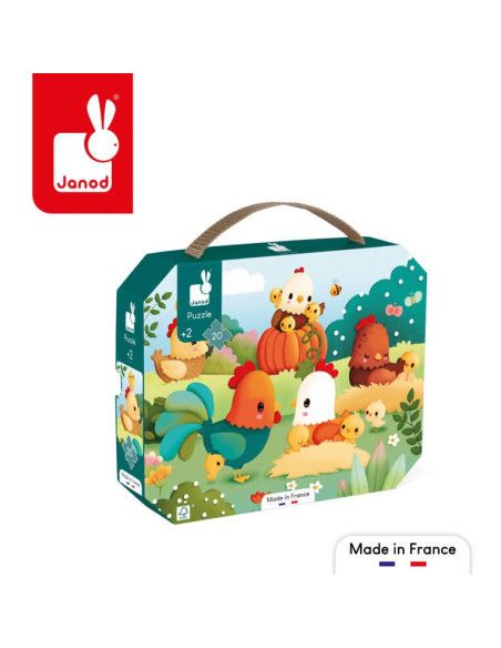 Puzzle w walizce Witajcie na farmie 20 elementów 2+ Janod