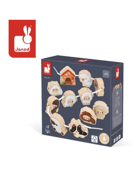 Nawlekanka z Drewnianymi Owieczkami Farma 2+ Janod