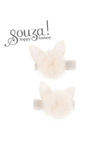 Spinki do włosów futerkowe białe Kotki 2 szt. Souza