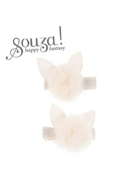 Spinki do włosów futerkowe białe Kotki 2 szt. Souza