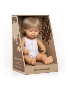 Lalka Chłopiec Europejczyk Ciemny Blond 38cm Miniland