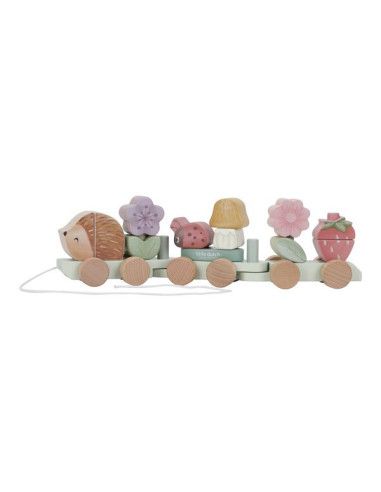 Drewniany Pociąg do Ciągnięcia Układanka Jeż Fairy Garden Little Dutch