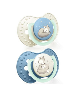 LOVI Smoczek Silikonowy Dynamiczny 3-6m 2szt Night&Day Boy