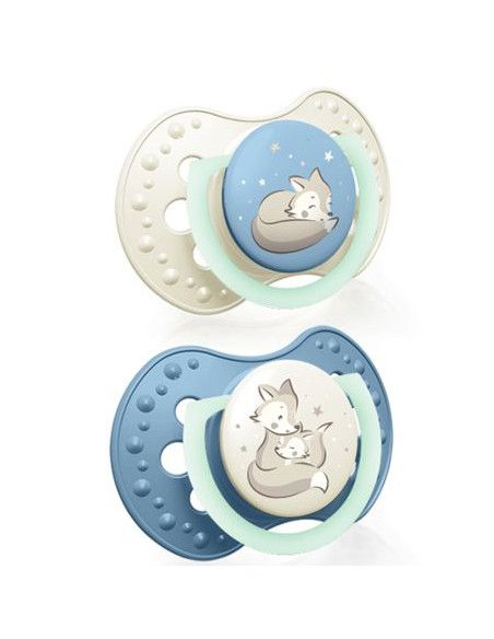 LOVI Smoczek Silikonowy Dynamiczny 3-6m 2szt Night&Day Boy