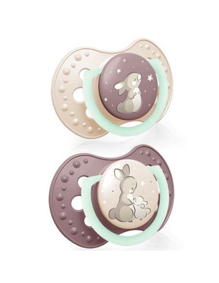 LOVI Smoczek Silikonowy Dynamiczny 3-6m 2szt Night&Day Girl
