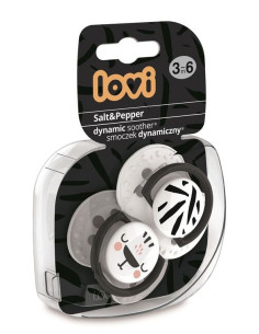 LOVI Smoczek Silikonowy Dynamiczny 3-6m 2 szt Salt&Pepper