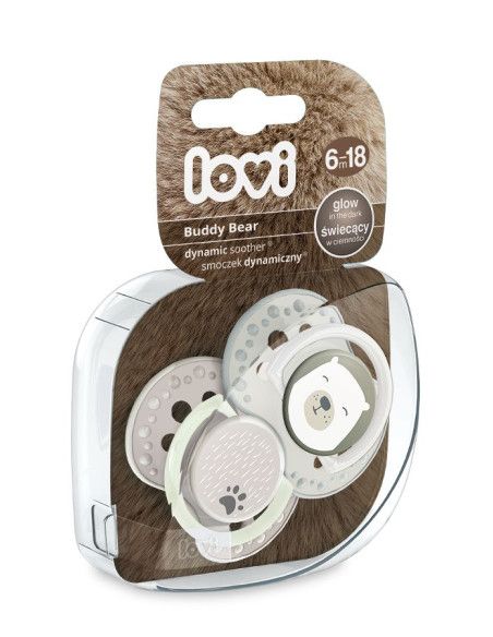 LOVI Smoczek Silikonowy Dynamiczny 6-18m 2szt Buddy Bear