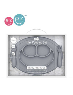 Komplet Naczyń Silikonowych Mini Feeding Set Szary EZPZ 2