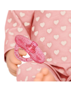 Lalka Niemowlę ze Smoczkiem w Pidżamie w Serduszka i Czapeczce LullaBaby 2