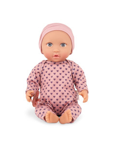 Lalka Niemowlę ze Smoczkiem w Fioletowej Pidżamie w Serca i Czapeczce LullaBaby