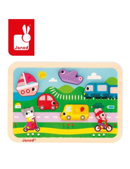Układanka Puzzle Drewniane 3D Pojazdy Janod