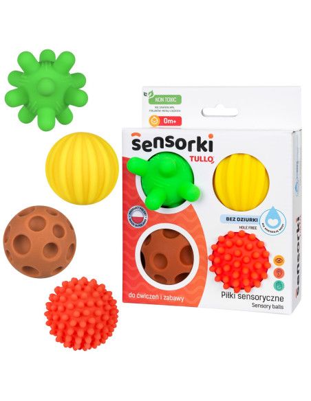 Piłki Sensoryczne 4 szt Bez dziurki Tullo