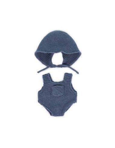 Ubranko dla Lalki Dzianinowy Zestaw dla Lalki 21cm Rompers z Czapką Miniland