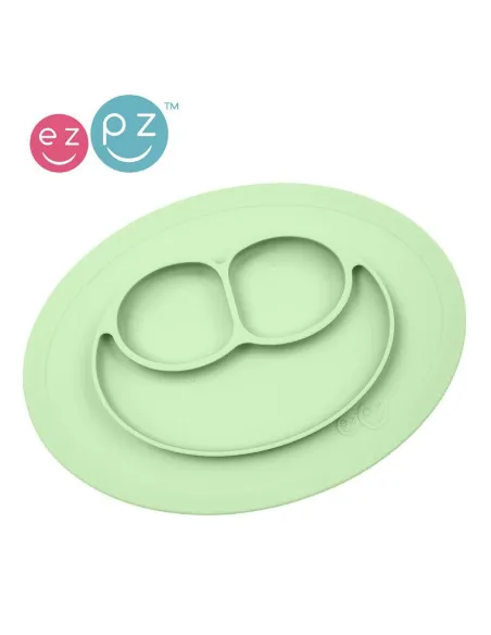 Silikonowy talerzyk z podkładką mały 2w1 pastelowa zieleń EZPZ