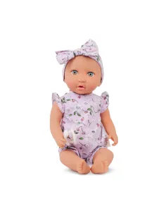 Lalka Niemowlę ze Smoczkiem w Ubranku w Kwiatuszki i Opasce LullaBaby