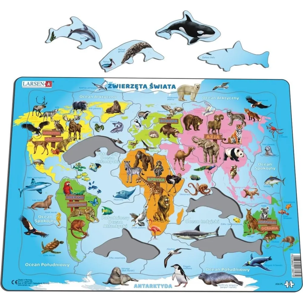 Układanka Puzzle Zwierzęta świata Maxi Larsen