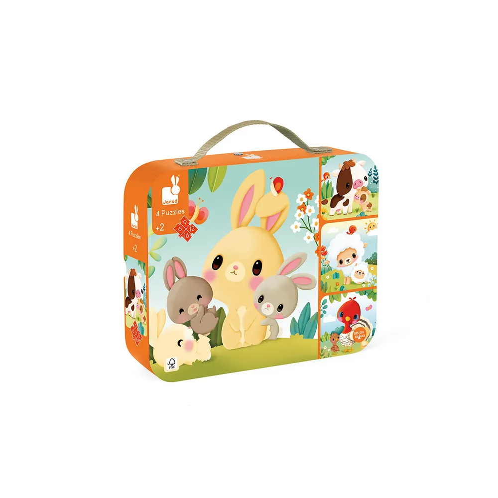 Puzzle w walizce Zwierzątka na farmie Janod